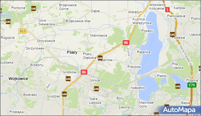 mapa Sarnów gmina Psary, Sarnów gmina Psary na mapie Targeo