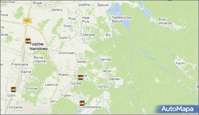 mapa Sarnów gmina Tuszów Narodowy, Sarnów gmina Tuszów Narodowy na mapie Targeo