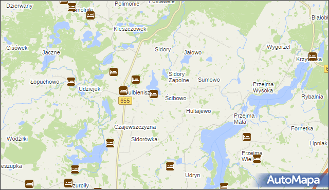 mapa Ścibowo gmina Jeleniewo, Ścibowo gmina Jeleniewo na mapie Targeo