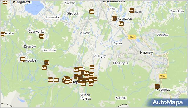 mapa Ściegny, Ściegny na mapie Targeo