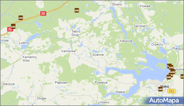 mapa Ścienne, Ścienne na mapie Targeo