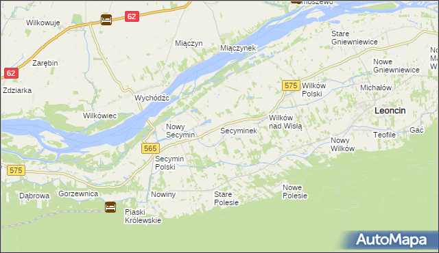 mapa Secyminek, Secyminek na mapie Targeo