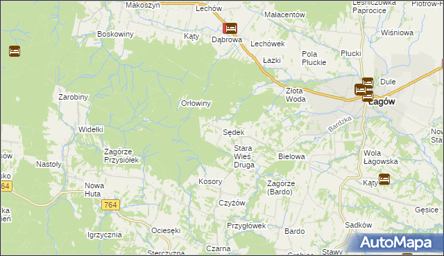 mapa Sędek gmina Łagów, Sędek gmina Łagów na mapie Targeo