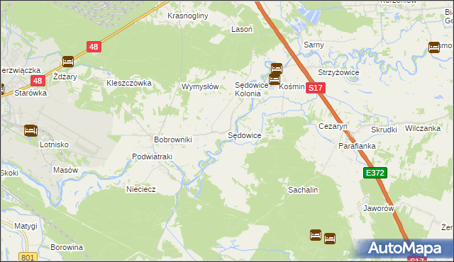 mapa Sędowice gmina Ryki, Sędowice gmina Ryki na mapie Targeo