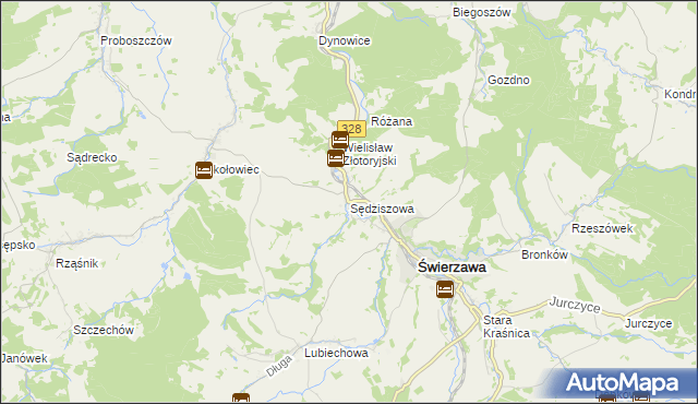 mapa Sędziszowa gmina Świerzawa, Sędziszowa gmina Świerzawa na mapie Targeo