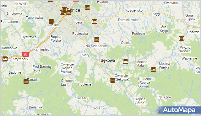 mapa Sękowa, Sękowa na mapie Targeo