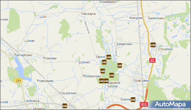 mapa Sepno gmina Oborniki, Sepno gmina Oborniki na mapie Targeo