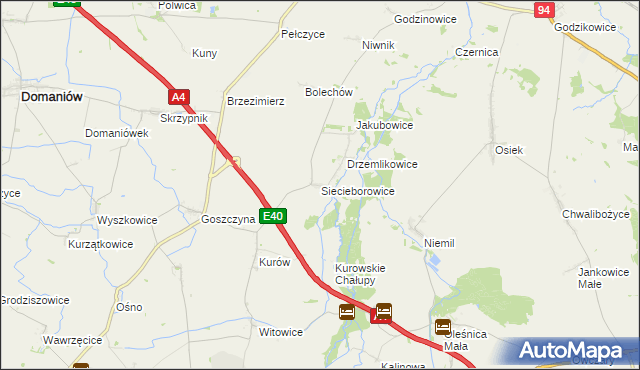 mapa Siecieborowice, Siecieborowice na mapie Targeo