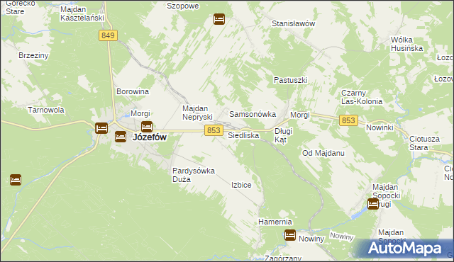 mapa Siedliska gmina Józefów, Siedliska gmina Józefów na mapie Targeo
