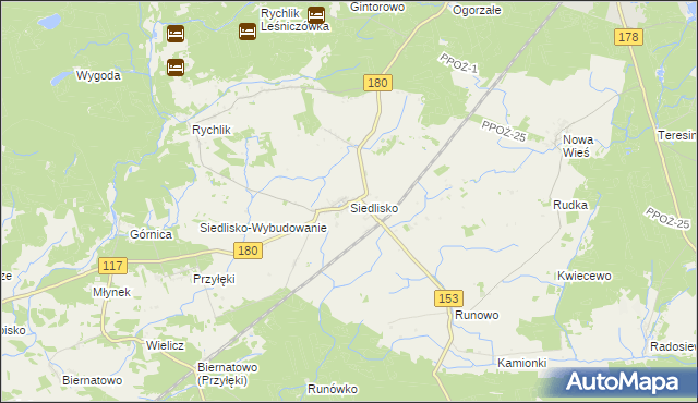 mapa Siedlisko gmina Trzcianka, Siedlisko gmina Trzcianka na mapie Targeo