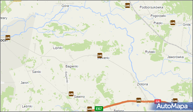 mapa Siekierki gmina Tykocin, Siekierki gmina Tykocin na mapie Targeo