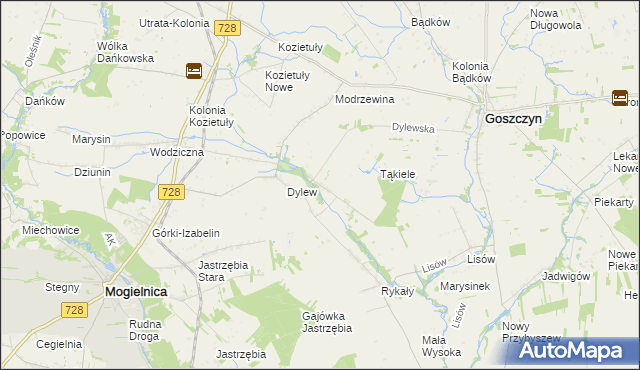 mapa Sielec gmina Goszczyn, Sielec gmina Goszczyn na mapie Targeo