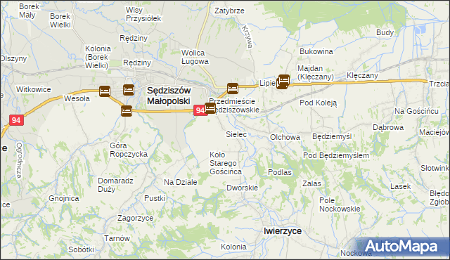 mapa Sielec gmina Iwierzyce, Sielec gmina Iwierzyce na mapie Targeo