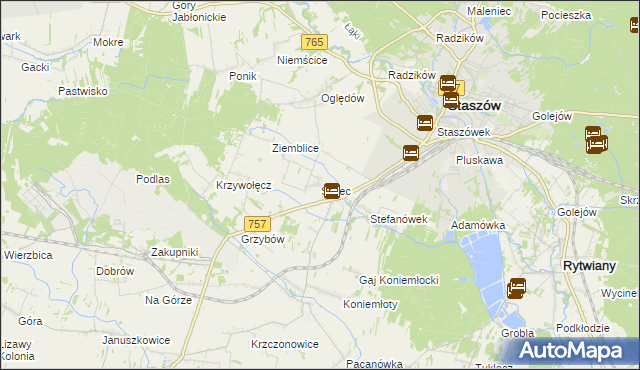 mapa Sielec gmina Staszów, Sielec gmina Staszów na mapie Targeo