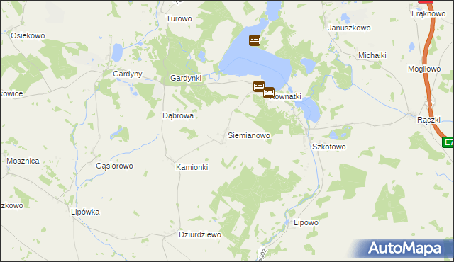 mapa Siemianowo gmina Kozłowo, Siemianowo gmina Kozłowo na mapie Targeo