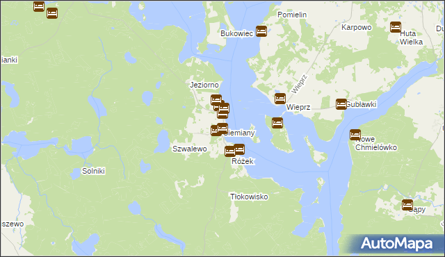 mapa Siemiany, Siemiany na mapie Targeo