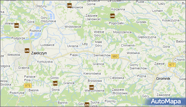 mapa Siemiechów gmina Gromnik, Siemiechów gmina Gromnik na mapie Targeo