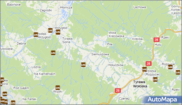 mapa Siemuszowa, Siemuszowa na mapie Targeo