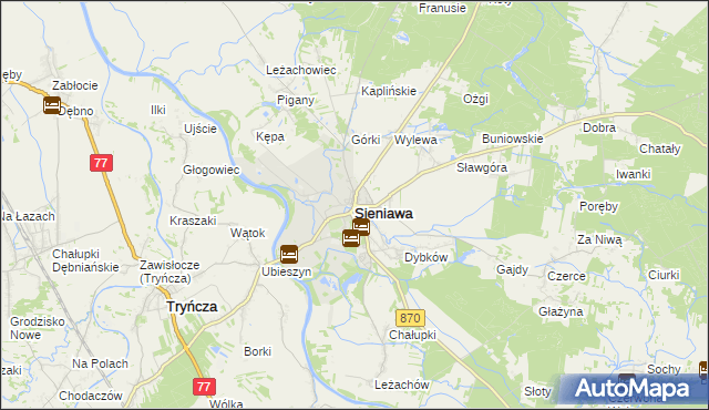 mapa Sieniawa powiat przeworski, Sieniawa powiat przeworski na mapie Targeo