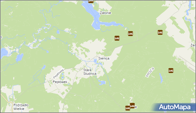 mapa Sienica gmina Kalisz Pomorski, Sienica gmina Kalisz Pomorski na mapie Targeo