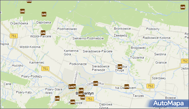 mapa Sieradowice Drugie, Sieradowice Drugie na mapie Targeo