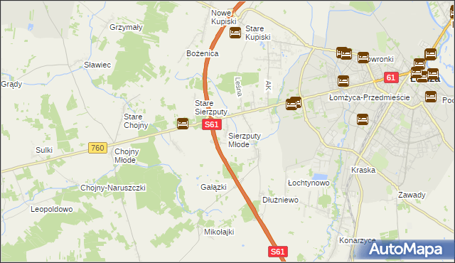 mapa Sierzputy Młode, Sierzputy Młode na mapie Targeo