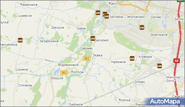 mapa Skałka gmina Kąty Wrocławskie, Skałka gmina Kąty Wrocławskie na mapie Targeo