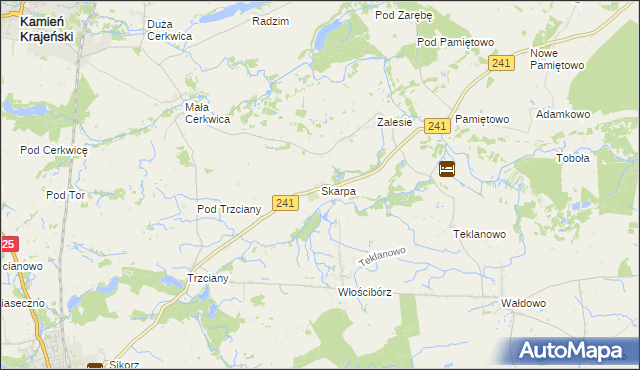 mapa Skarpa gmina Sępólno Krajeńskie, Skarpa gmina Sępólno Krajeńskie na mapie Targeo