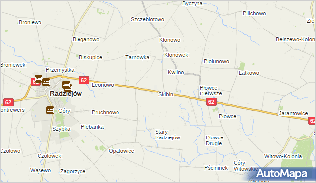 mapa Skibin gmina Radziejów, Skibin gmina Radziejów na mapie Targeo