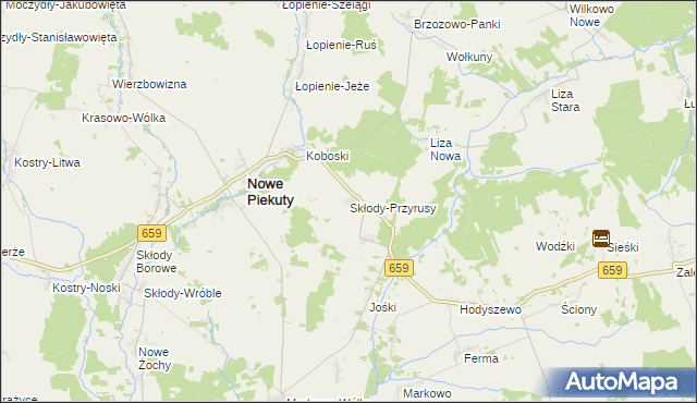 mapa Skłody-Przyrusy, Skłody-Przyrusy na mapie Targeo