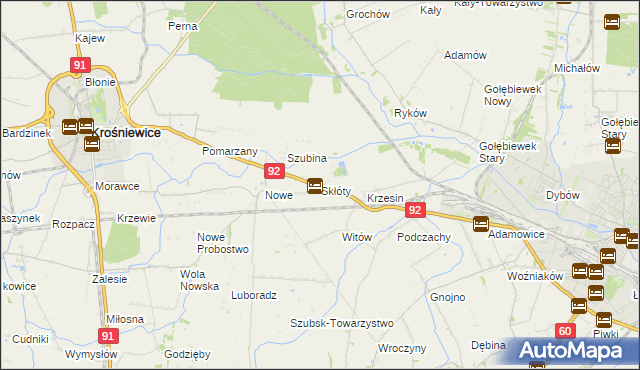 mapa Skłóty, Skłóty na mapie Targeo