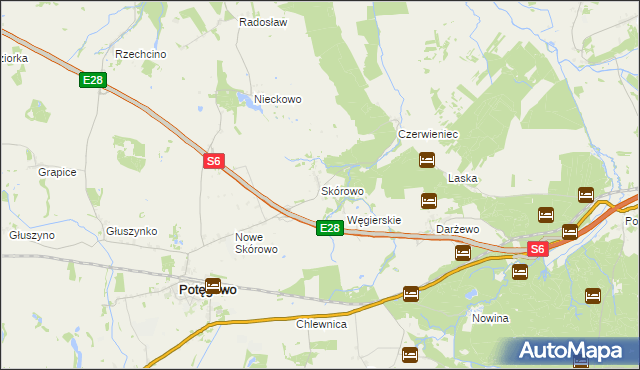 mapa Skórowo, Skórowo na mapie Targeo