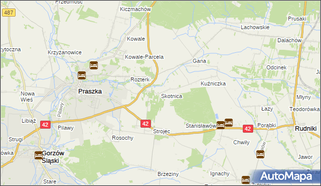 mapa Skotnica gmina Praszka, Skotnica gmina Praszka na mapie Targeo