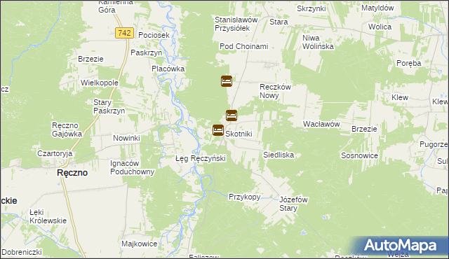 mapa Skotniki gmina Aleksandrów, Skotniki gmina Aleksandrów na mapie Targeo