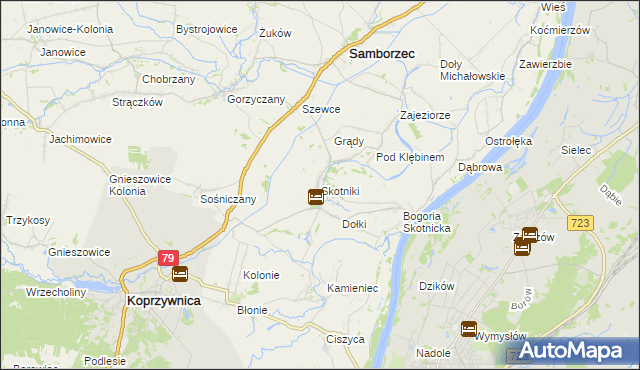 mapa Skotniki gmina Samborzec, Skotniki gmina Samborzec na mapie Targeo