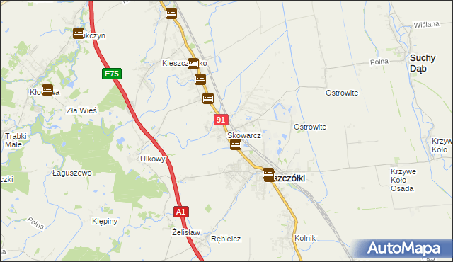 mapa Skowarcz, Skowarcz na mapie Targeo