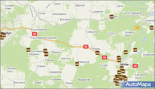 mapa Skowronów gmina Janów, Skowronów gmina Janów na mapie Targeo