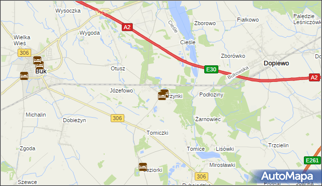 mapa Skrzynki gmina Stęszew, Skrzynki gmina Stęszew na mapie Targeo