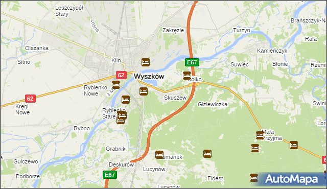 mapa Skuszew, Skuszew na mapie Targeo