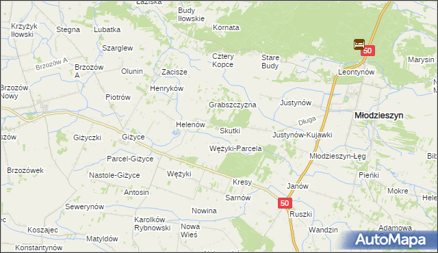 mapa Skutki, Skutki na mapie Targeo
