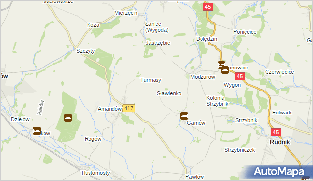 mapa Sławienko gmina Rudnik, Sławienko gmina Rudnik na mapie Targeo