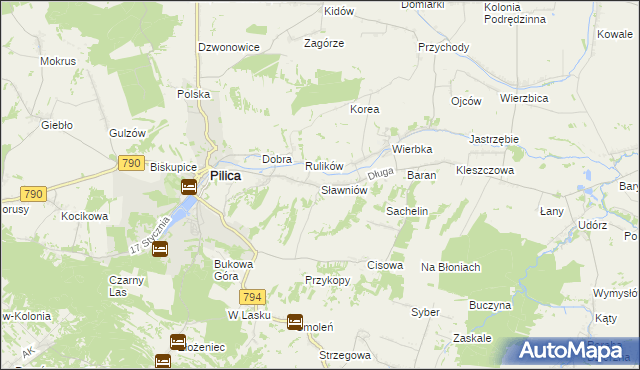 mapa Sławniów, Sławniów na mapie Targeo