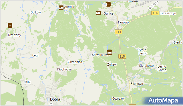 mapa Sławoszewo gmina Dobra (Szczecińska), Sławoszewo gmina Dobra (Szczecińska) na mapie Targeo