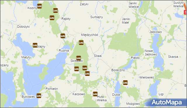 mapa Śliwa, Śliwa na mapie Targeo