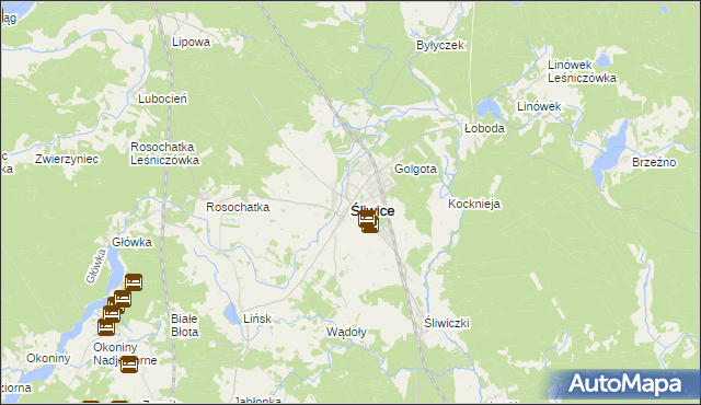 mapa Śliwice powiat tucholski, Śliwice powiat tucholski na mapie Targeo