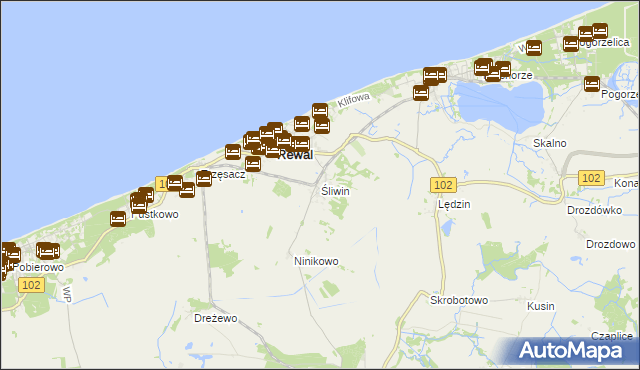 mapa Śliwin, Śliwin na mapie Targeo