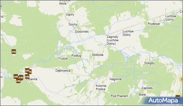 mapa Słoboda gmina Kuryłówka, Słoboda gmina Kuryłówka na mapie Targeo