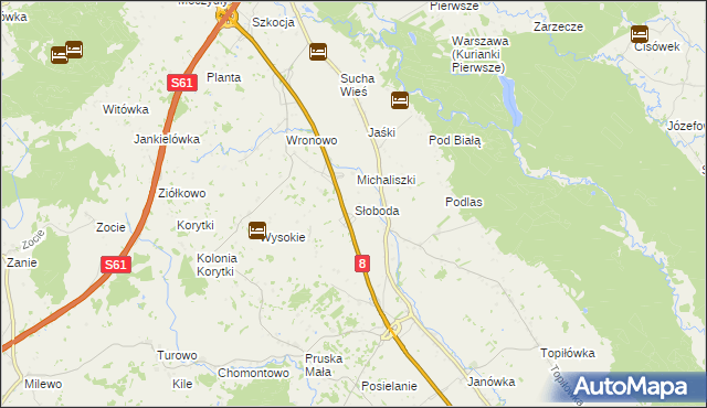 mapa Słoboda gmina Raczki, Słoboda gmina Raczki na mapie Targeo