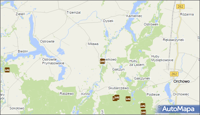 mapa Słowikowo gmina Orchowo, Słowikowo gmina Orchowo na mapie Targeo