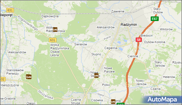 mapa Słupno gmina Radzymin, Słupno gmina Radzymin na mapie Targeo